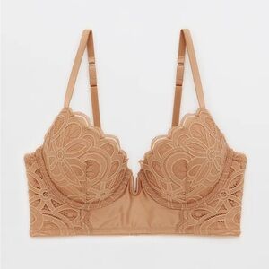 NWT Aerie Show Off Plunge Push Up Rooftop Garden Lace Bra - 34C